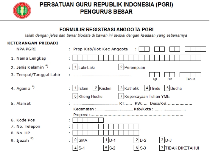 Pendaftaran PGRI Banyumanik - Persatuan Guru Republik Indonesia Cabang Banyumanik